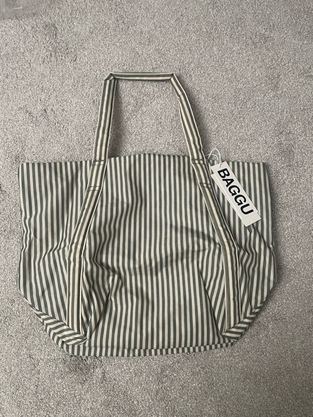 BAGGU Cloud Bag Sage Stripe